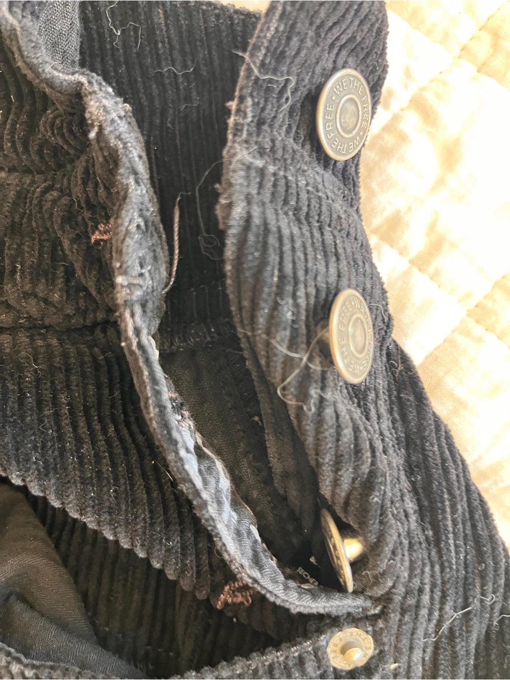 We The Free Good Luck Overall XS Black Corduroy Wide Leg Cotton Free People - Picture 6 of 9